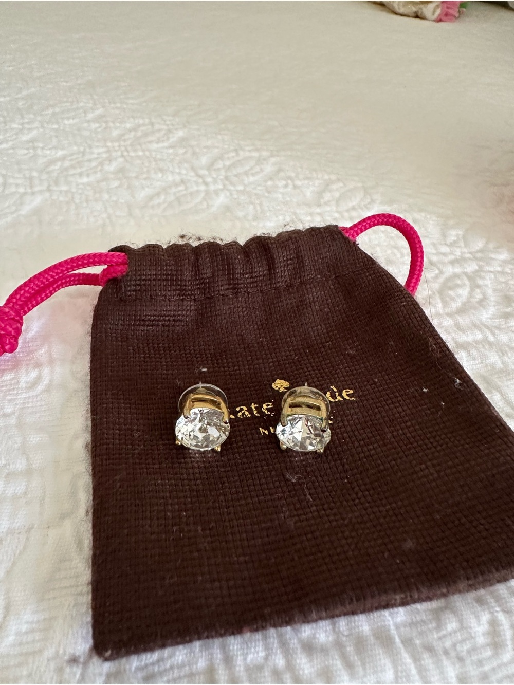 kate spade gold-tone clear crystal stud earrings